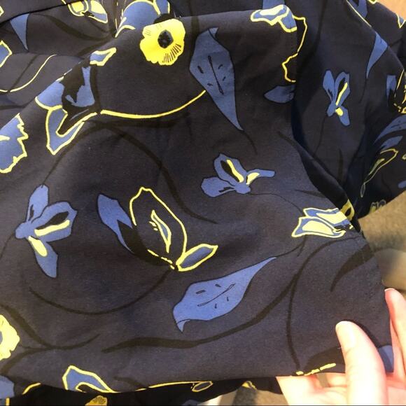 Halogen Blue Floral Long Sleeve Keyhole Back Dress - Picture 4 of 7